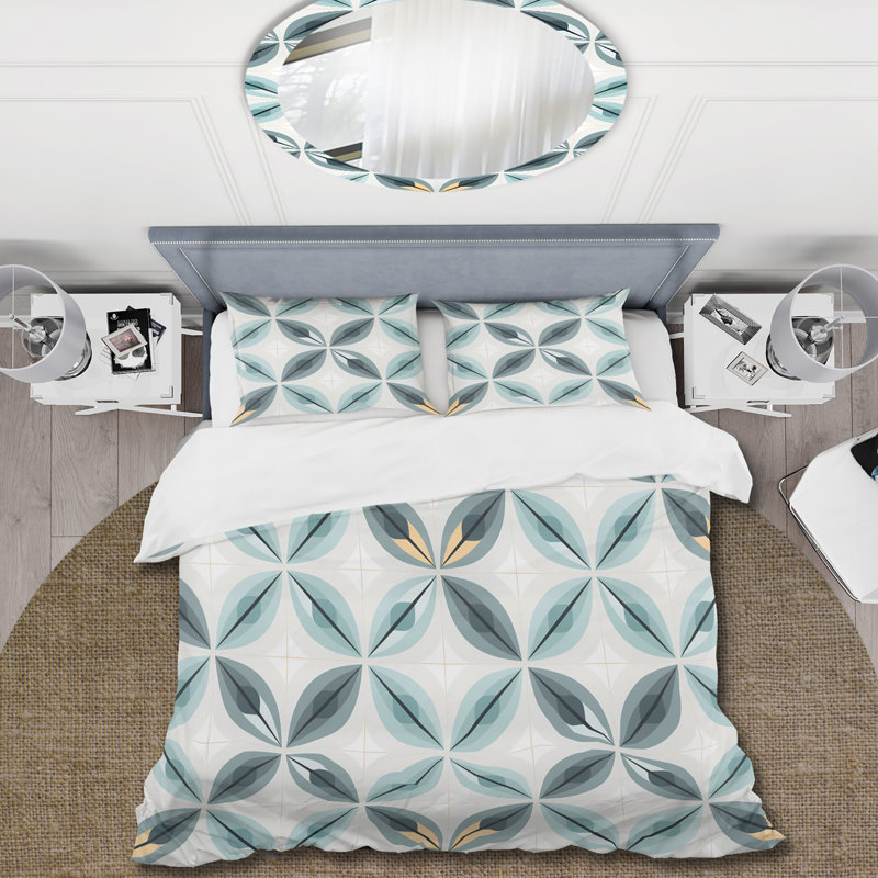 Ensemble de housse de couette damassé Subdued Symmetry - microfibre de polyester