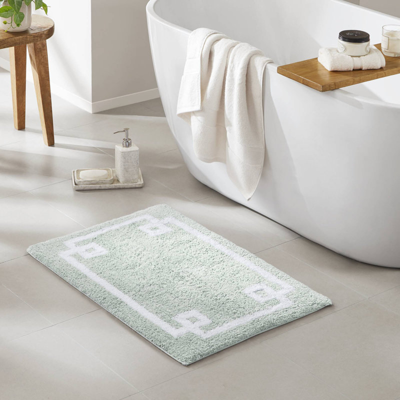Tapis pour salle de bain 100% coton avec envers antidérapant Evan , Écume de mer, écume de mer, L 20 po x L 30 po