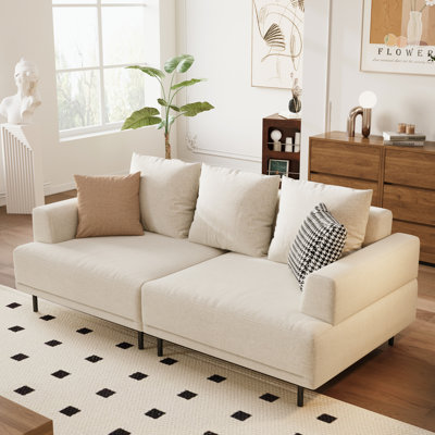 Arenzville 82.67" Modern Soft Cushion Fabric Sofa With Throw Pillows