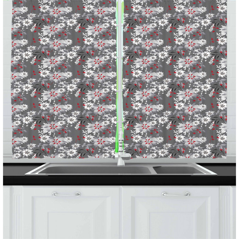 Floral Tailored Kitchen Curtain