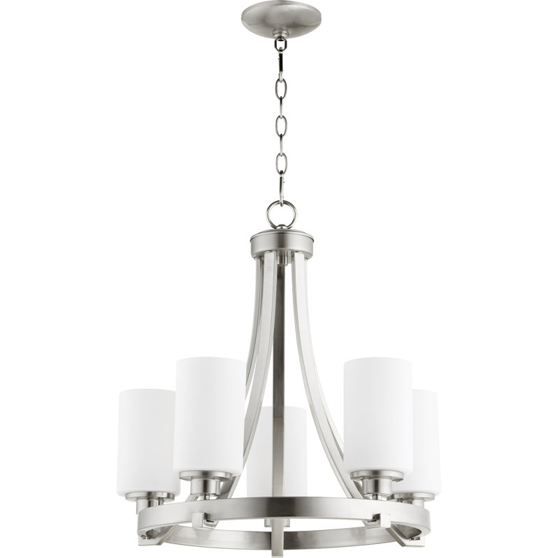 Lottie 5 - Light Wagon Wheel Chandelier, Satin Nickel