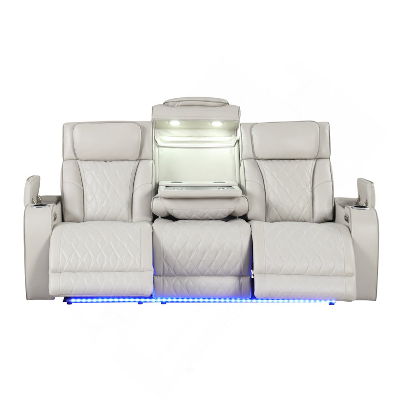 Ensemble de salon inclinable 2 pièces avec fonction de massage et de bois Fortuner, Beige
