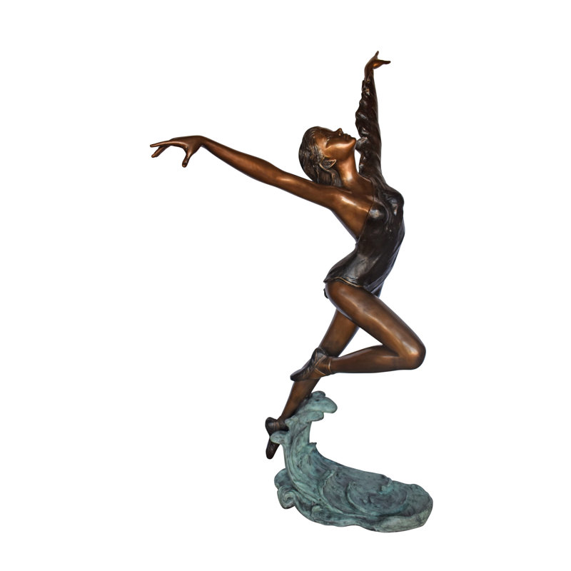 Statue en bronze de danseuse de ballet sur scène - Taille: L 45 po x l 27 po x H 71 po.