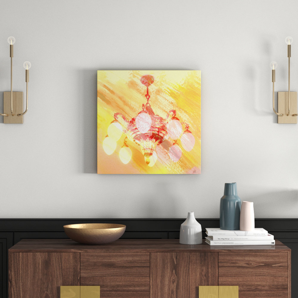 French Chandelier Graphic Art on Canvas