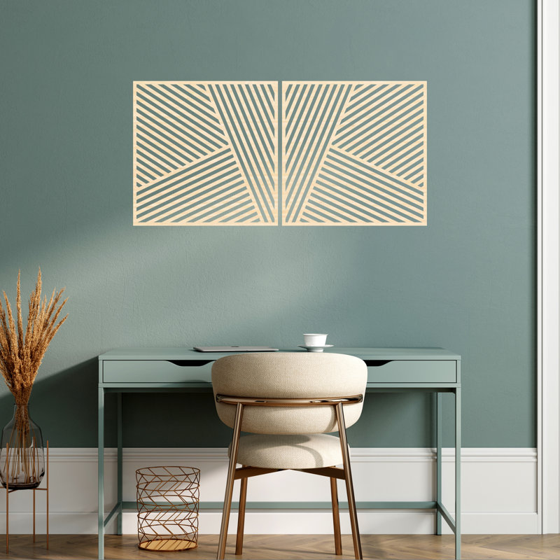 Décoration murale moderne et abstraite carrée 2 pièces - ACM, Argent, H 16 po x l 32 po x P 0,25 po