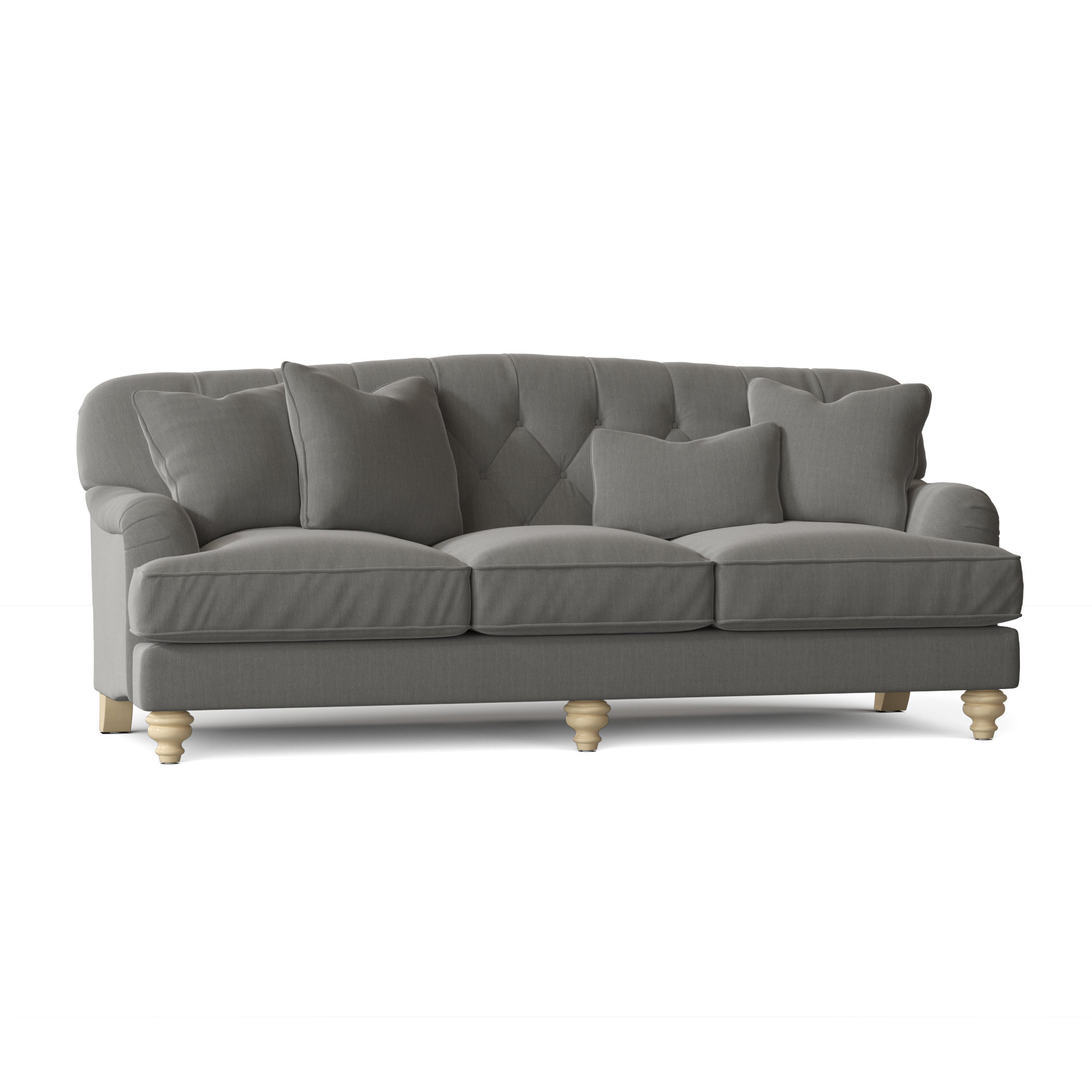 Sullivan 90'' Upholstered Sofa, Peyton 41 Gray Performance Twill, Linen, No