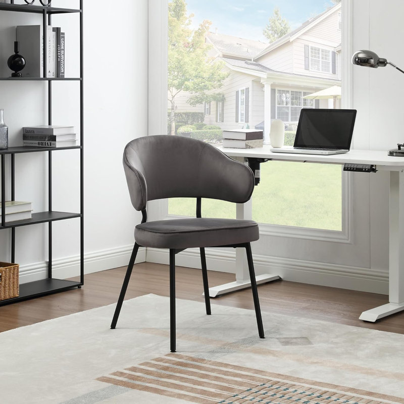Ludvik 48cm H Velvet Upholstered Upholstered Back Armchair, 1, Dark Gray