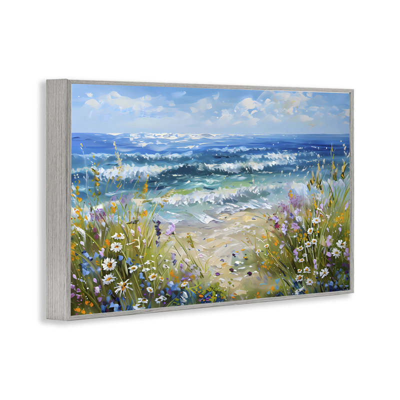 Floral Beach Meadow par Ocean, giclée encadrée, design par Creative Studio, 20 x 30, Giclée de ferme grise encadrée