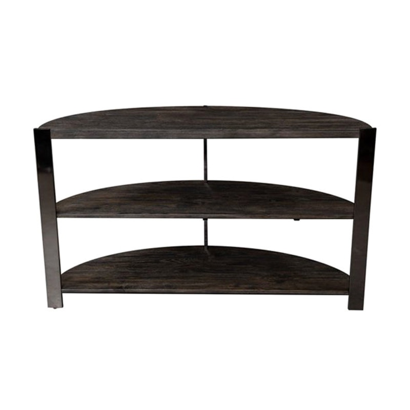 Console ovale, fini anthracite, 2 étagères, structure robuste en bois et métal, design demi-lune, gris. Parfait pour le salon, la chambre ou l'entrée.