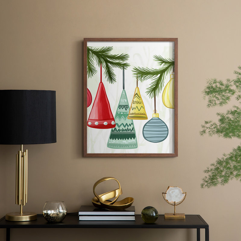«Christmas Holiday», reproduction d'art encadrée - Bois massif, H 11 po x l 9 po, Noyer