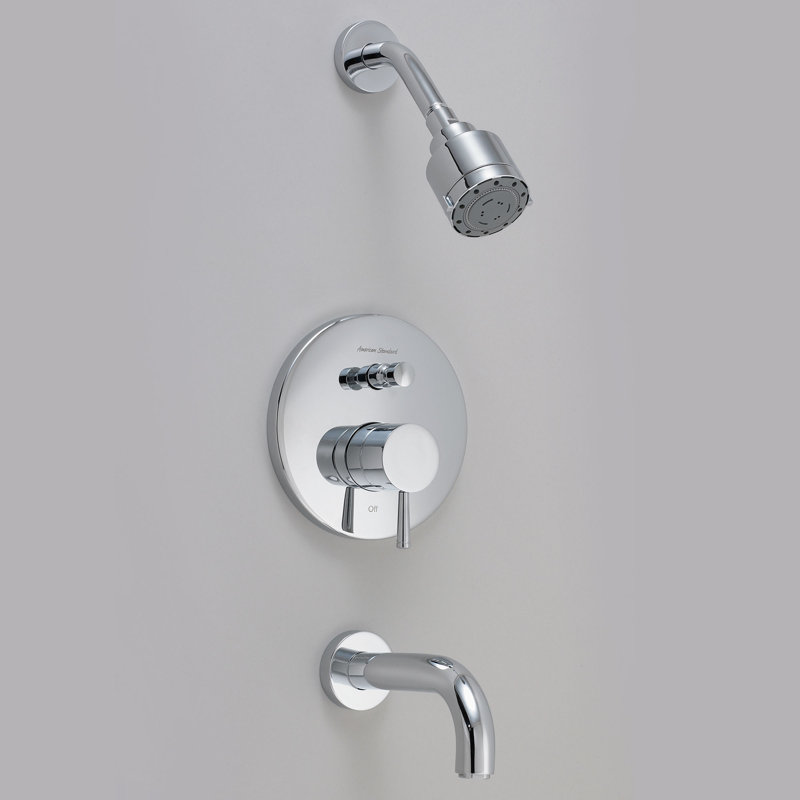 Ensemble de garniture de robinet de douche et baignoire à pression équilibrée Serin, Nickel satiné