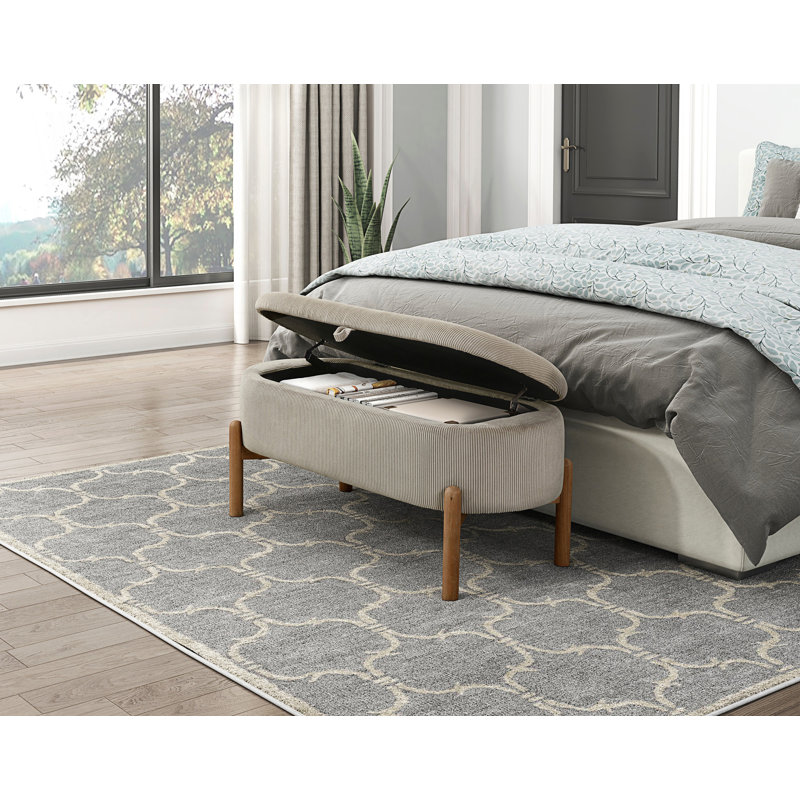 Banc de rangement rembourré avec plateau relevable