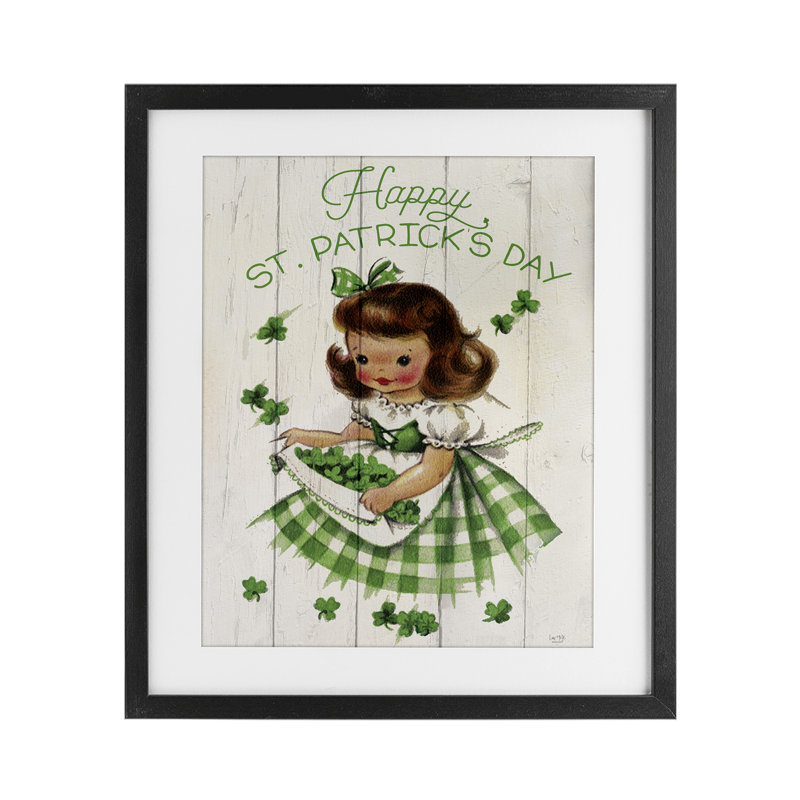 Reproduction sous verre rétro encadrée de la Saint-Patrick par Lux + Me Designs, H 16 po x l 13 po, Noir