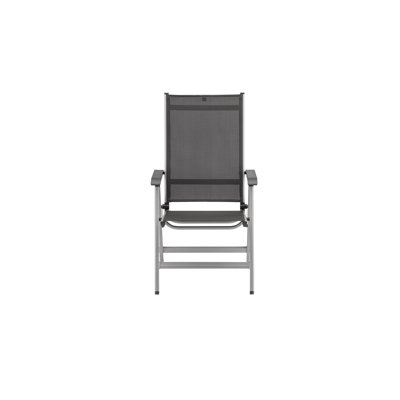 Multi-position armchair, silver/anthracite, aluminium outdoor fabric