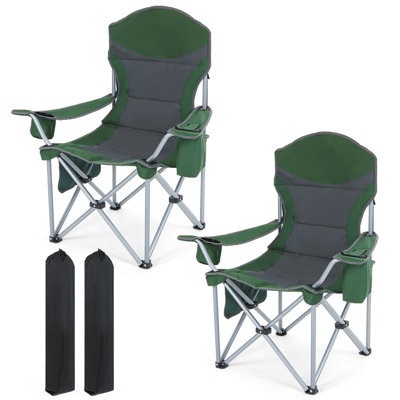 Outdoor Camping Chair, Portable Chair with Armrests, Cooler, Cup Holder & Storage Bag, Lightweight, Heavy Duty for Camping (Green 2 Pack) by Latitude Run