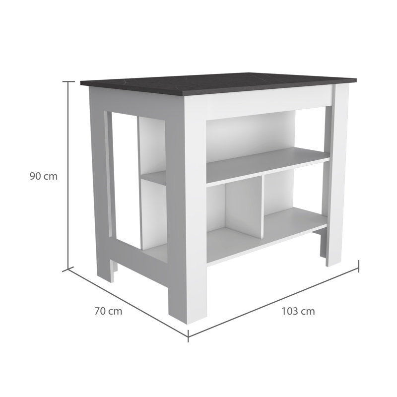 Goruav Wood Kitchen Island, Grey