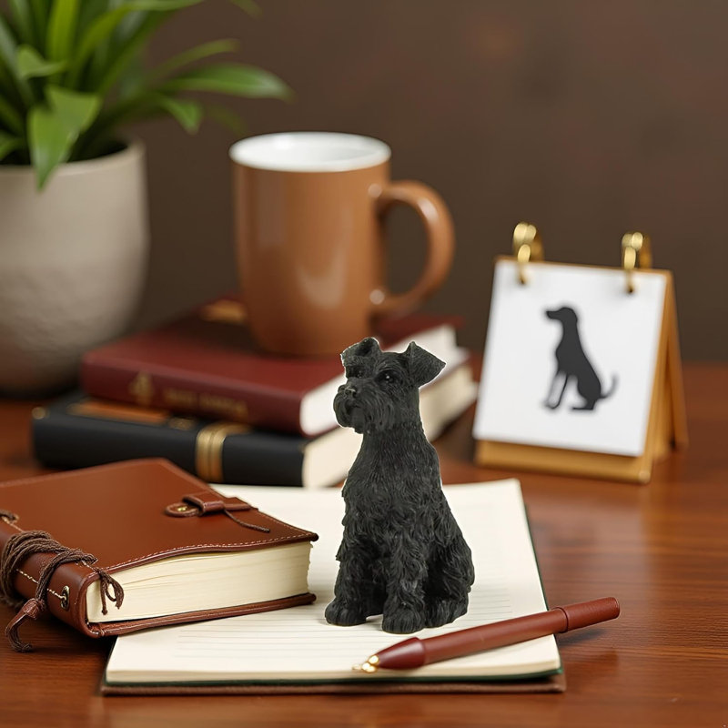 Juffet de Noël JFSM INC. - Statue de Schnauzer, cadeau d'amoureux des chiens, Gris