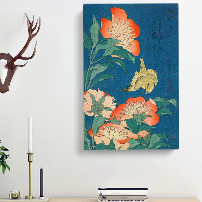 Canary And Peony by Katsushika Hokusai - Wrapped Canvas, 76cm H x 50cm W x 3cm D