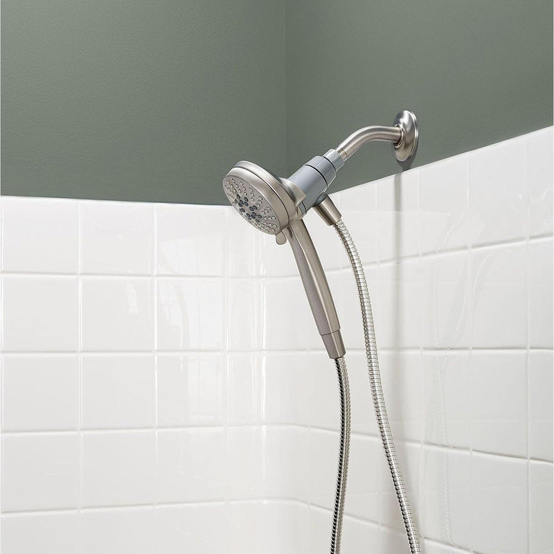 Brushed Nickel 3.5-Inch Six-Function Handheld Showerhead
