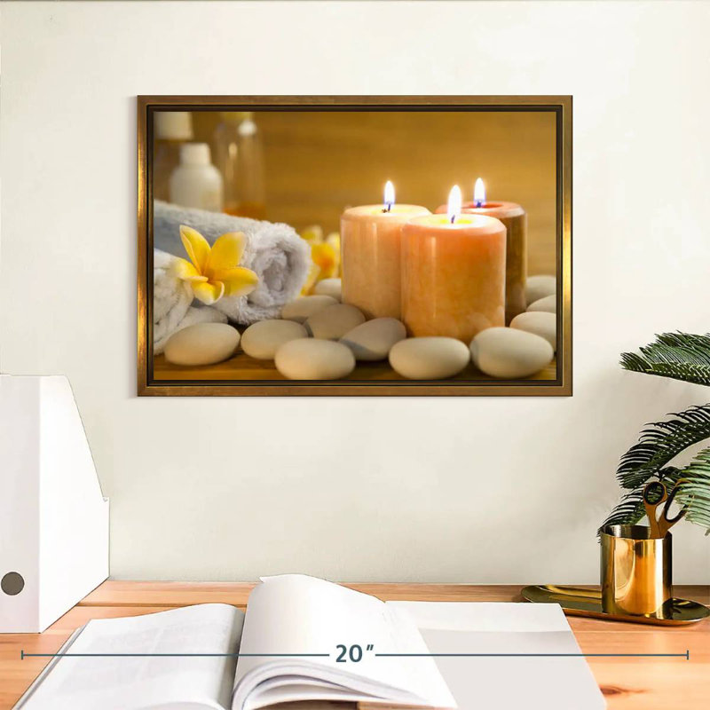 Spa trio de bougies, Cadre flottant doré, 13 po x 9 po