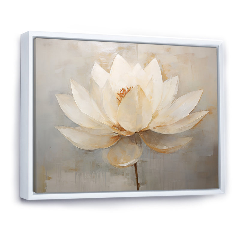 Fleur de lotus, reproduction d'art sur toile, antique connexion Lotus III, Cadre flottant blanc, H 12 po x l 20 po x P 1 po
