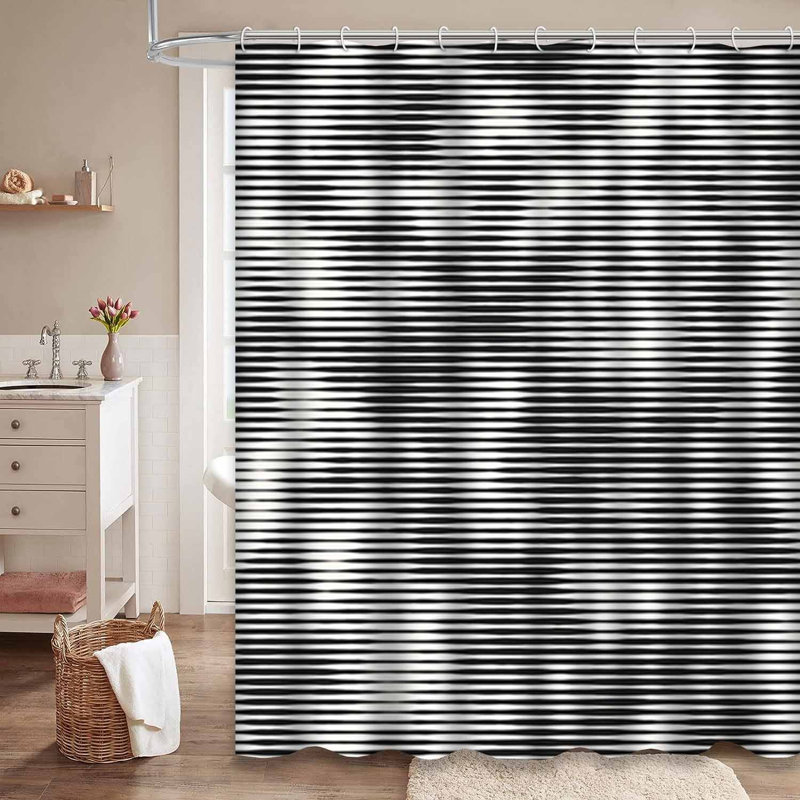 Rideau de douche abstrait à rayures noires avec 12 crochets Abstract Stains, L 72 po x l 84 po