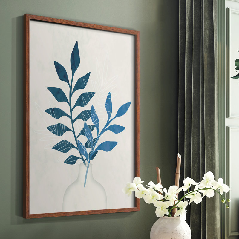 Monochrome Foliage I Framed Print - Solid Wood, 14" H x 11" W, Brown