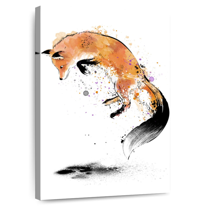 Brampt Red Fox Jumping Into Snow, 12" H x 8" W