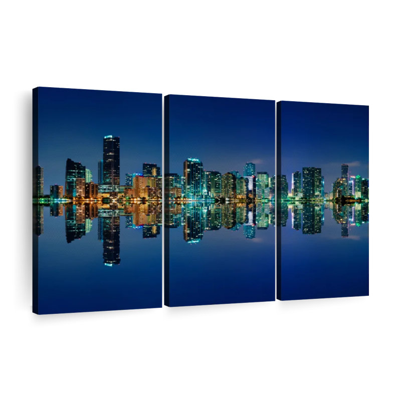 " Miami Night Skyline " on, 28" H x 45" W