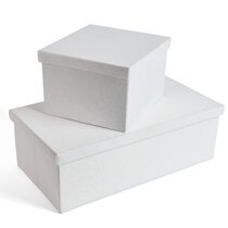 Decorative Storage Boxes with Lids – Set of 3 - Hard Thick Cardboard  Storage Box Lined with Fabric, Nesting Storage Baskets for Shelves, Closet
