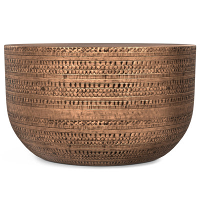  Modern 18" Copper Metal Drum End Table