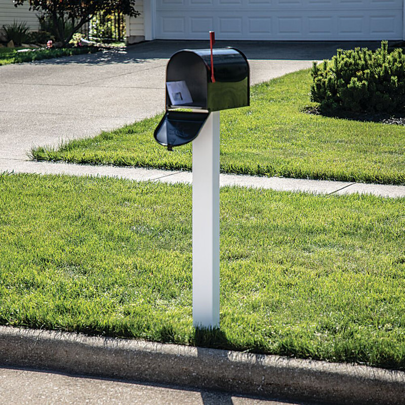 White Vinyl Mailbox Fence Post with Mounting Hardware