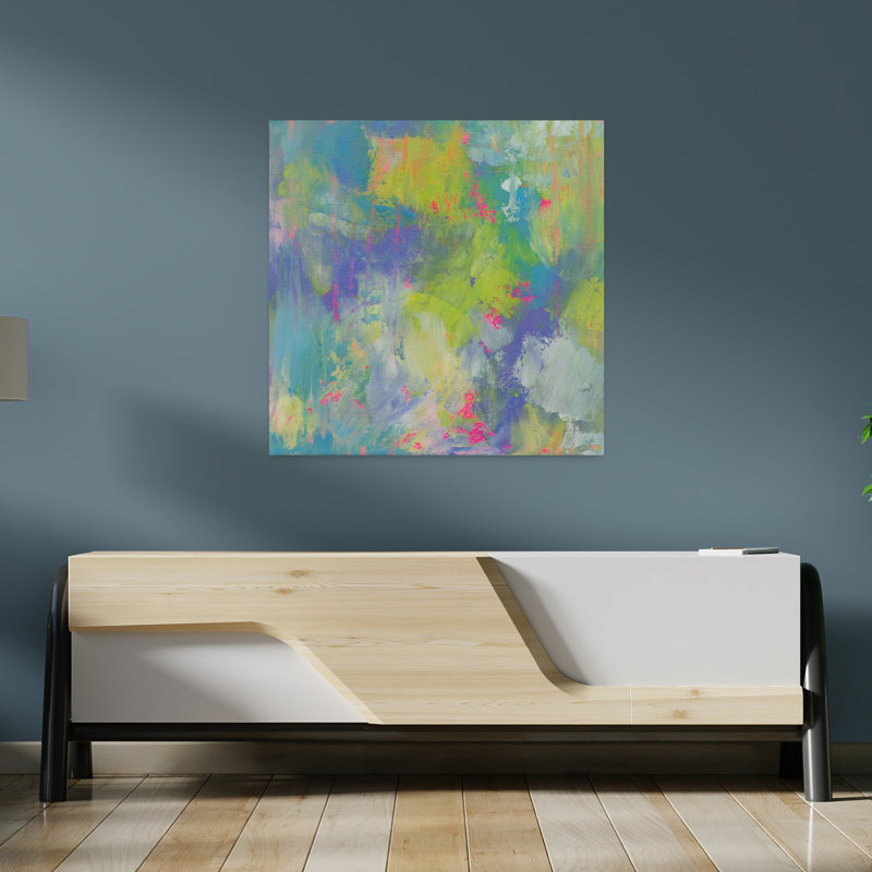 Allure contemporaine avec art abstrait bleu, H 36 po x l 36 po