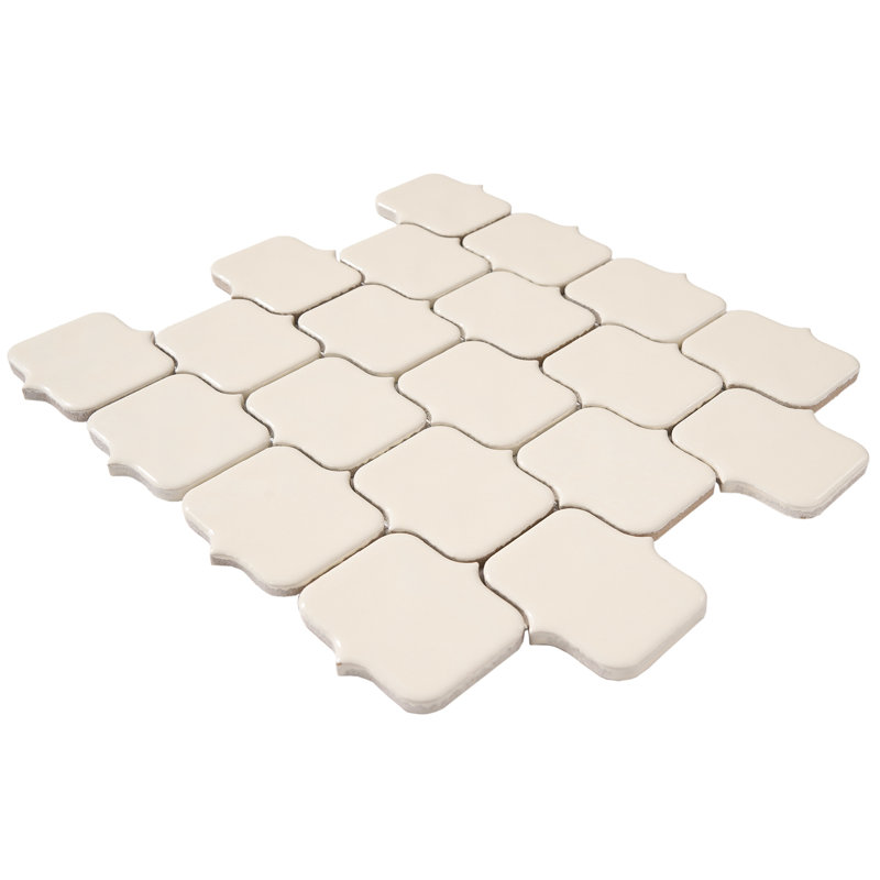 Carreau de mosaïque en porcelaine 2,65 po x 2,75 po, Crème