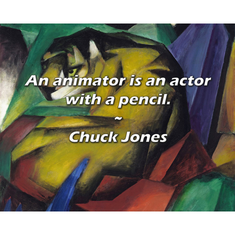 Citation de Chuck Jones: Un animateur est un comédien avec un crayon., H 20 po x l 24 po