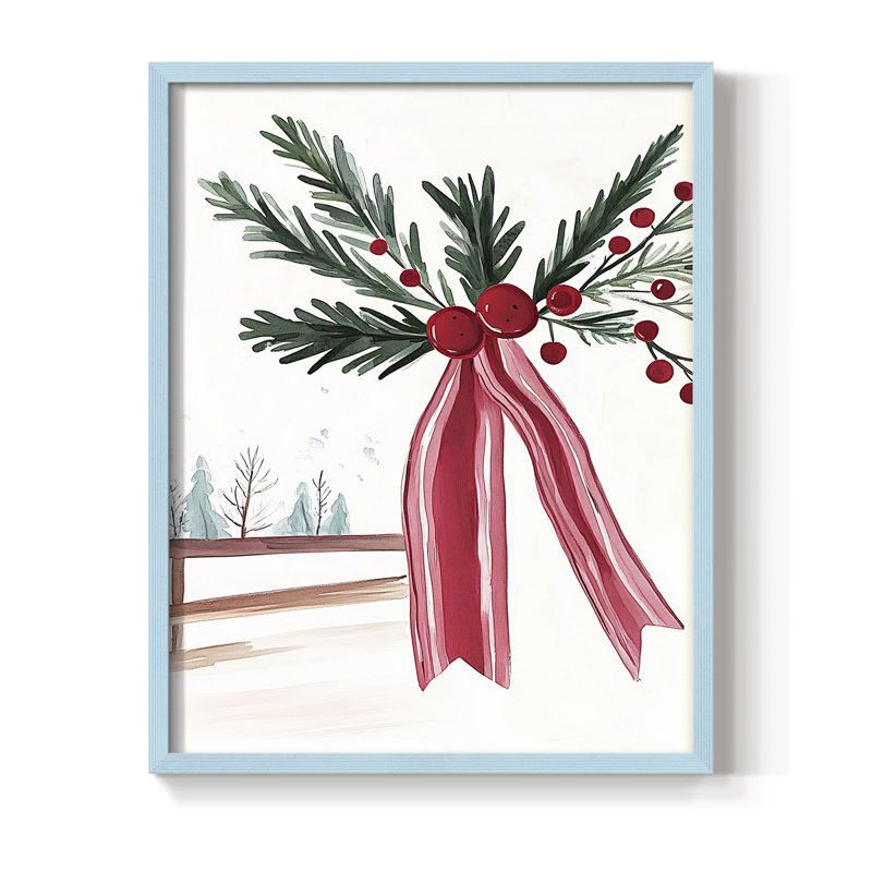 «Christmas Holiday Art DCCDXLVI», reproduction d'art encadrée - bois massif, Bleu, H 15 po x l 12 po