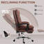 Fauteuil de bureau massant en microfibre avec six points de vibration, chauffage lombaire, repose-pieds inclinable, hauteur réglable et base pivotante