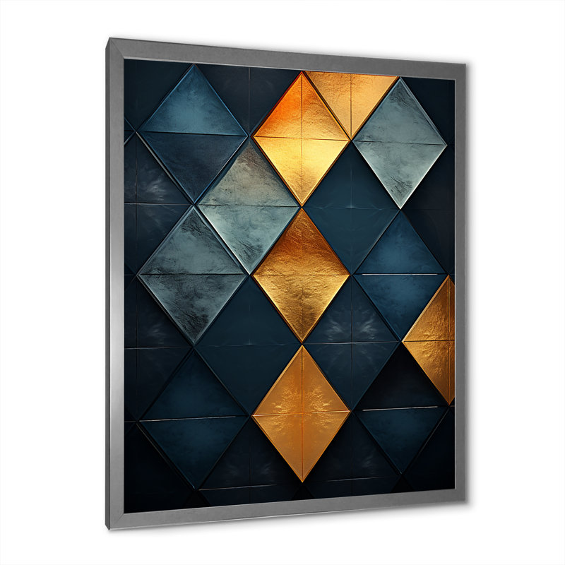 Golden Diamond se levant sur rétro bleu marine I, H 44 po x l 34 po x P 1,5 po, Cadre simple argenté