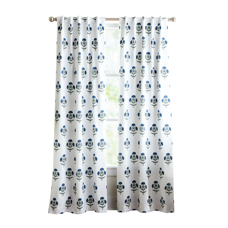 Martha Stewart Ayana Curtain Panel Pair Blue, 37" W x 84" L