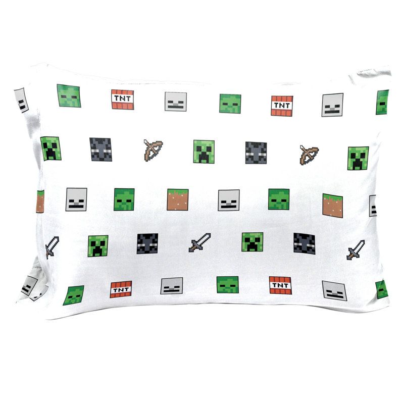 Saturday Park Minecraft Emblematic 100% Organic Cotton Sheet Set, Twin Sheet Set with 1 Pillowcase
