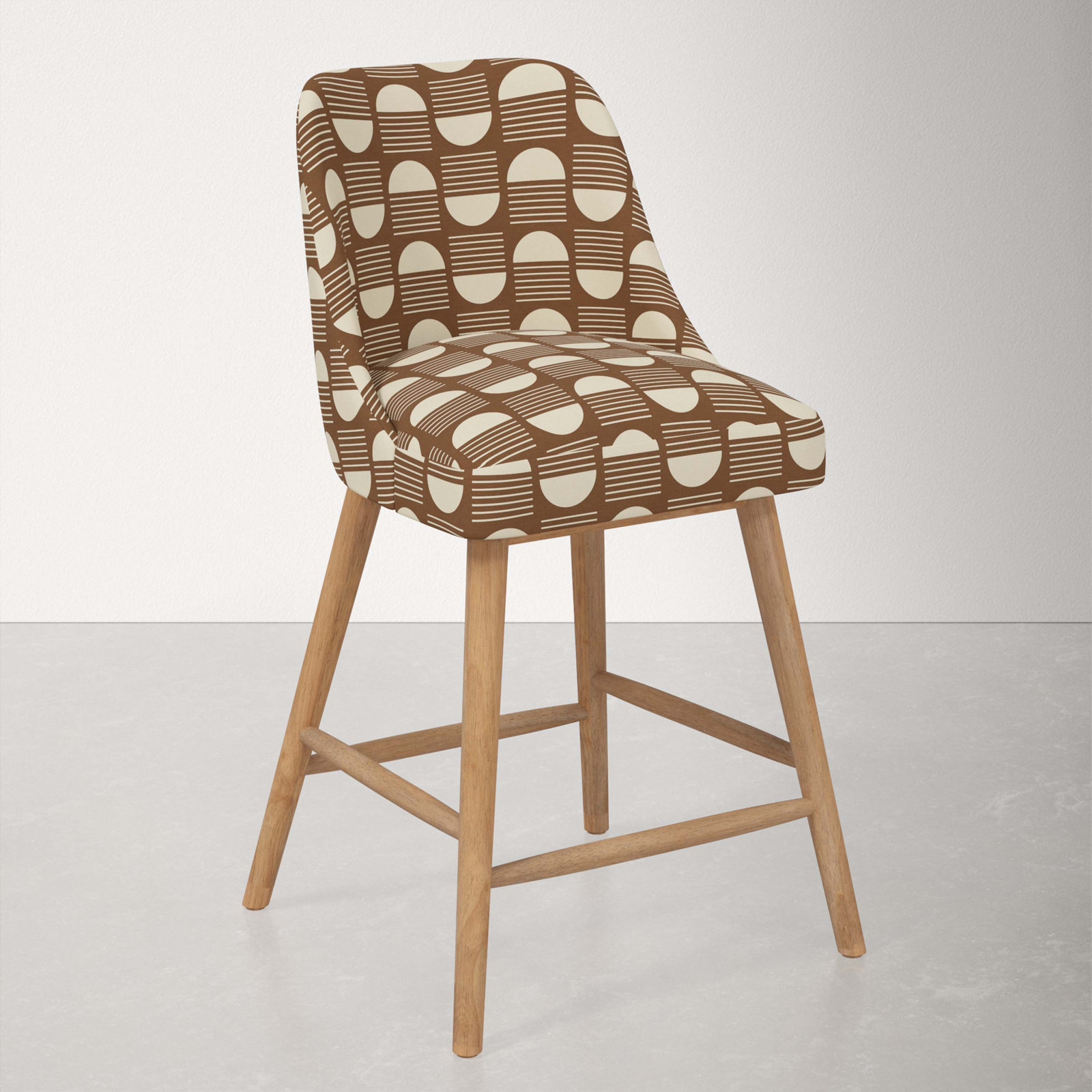 Gallie Bar & Counter Stool, Counter Stool (27” Seat Height), Natural Wood, Sunrise Camel