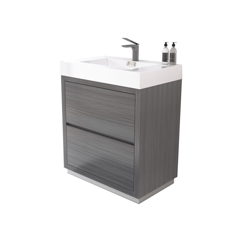 Ensemble de meuble-lavabo simple 30 po Royka, Vulcain gris cendré