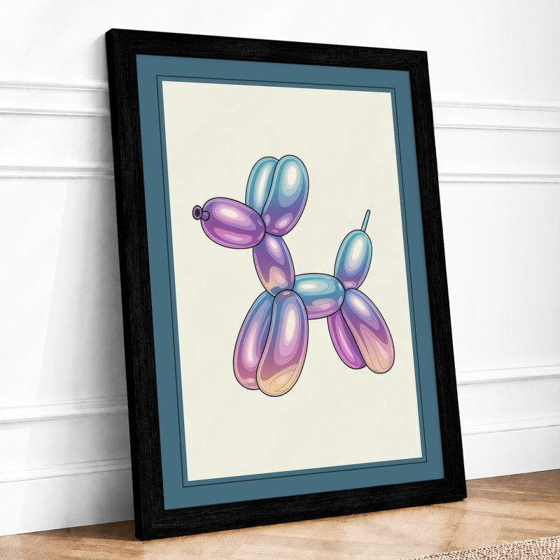 Balloon Poodle Modern - Framed Print, A2 - 59.4 x 42.0 cm, Black