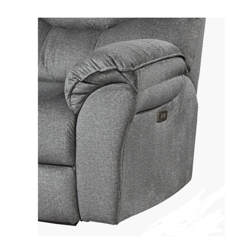 Power Play Power Headrest Double Reclining Sofa, Grey Polyester