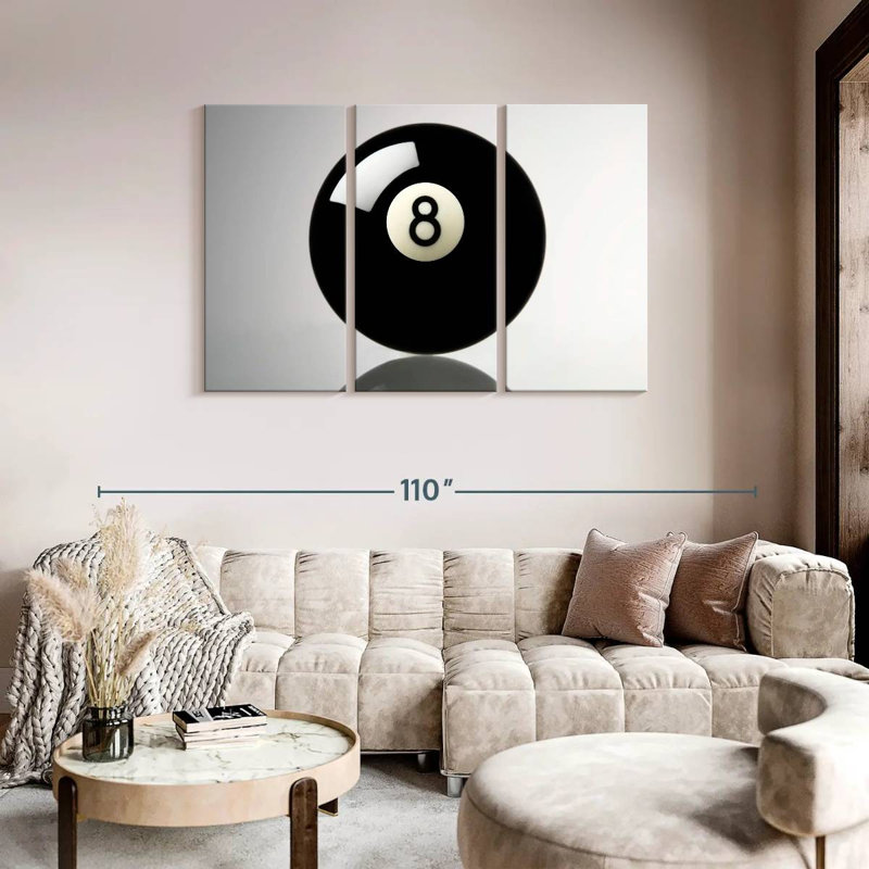 «Pool Ball», impression murale sur toile 3 pièces, H 48 po x l 74 po x P 1,25 po