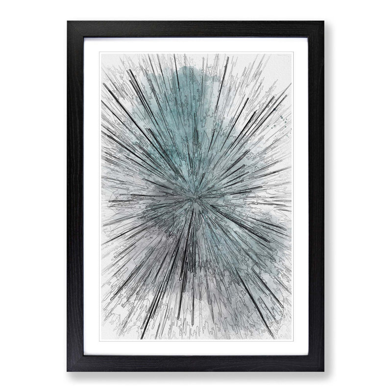 Explosion of Light in Abstract - Picture Frame Graphic Art Print, 65cm H x 48cm W x 2cm D, Black Framed