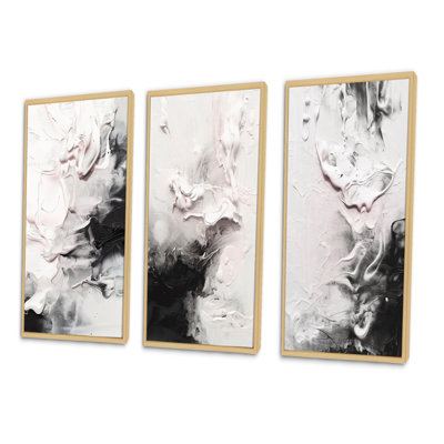 3 pièces sur toile - aquarelle torsion blanche