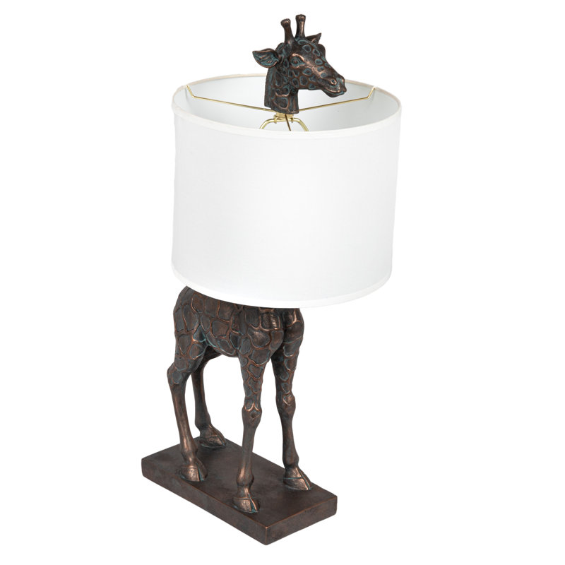 Lia Resin Giraffe Table Lamp with Linen Shade, Bronze