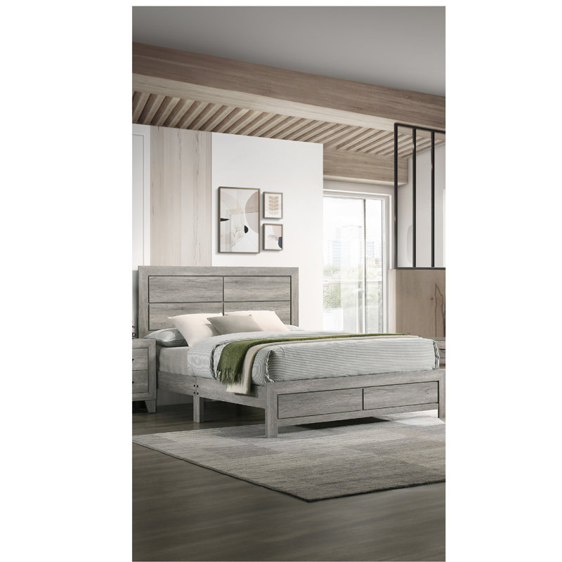 Rustic Robust Platform Bed, Gray, Full