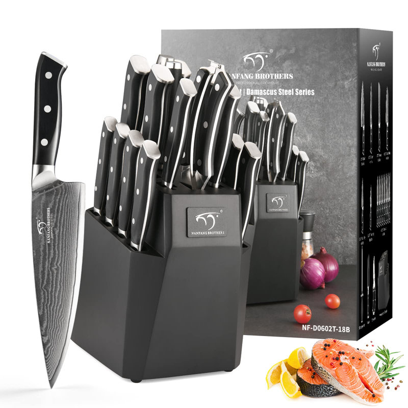 Nanfang Brothers Damascus Steel Knife Block Set
